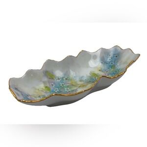 VTG Bordeaux France Porcelain Decorative Dish Tray Hand Painted Floral Signed